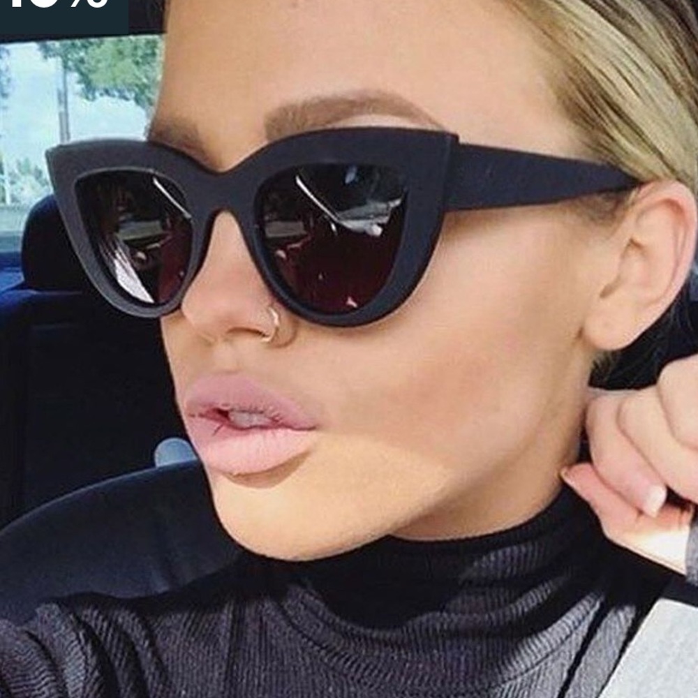 New! Black Oversized Cat-eye Sunglasses